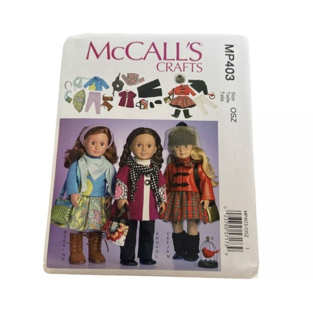 McCalls Crafts Sewing Pattern MP403 18 inch Doll Clothes Outfit Pants Shirt